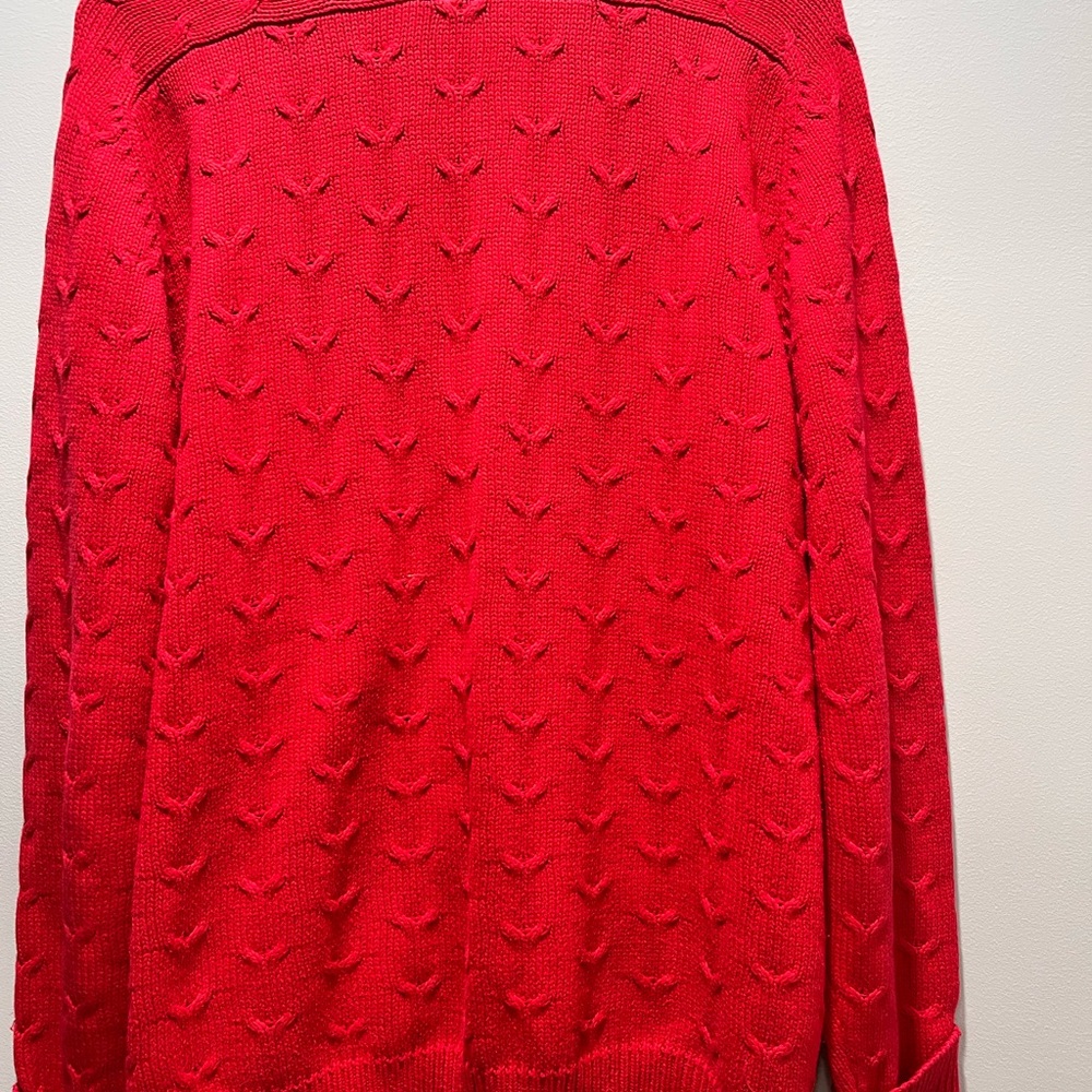 Women's Red Vintage Charter Club, Large Size Button‎ Cardigan.100% Cotton - Picture 8 of 10